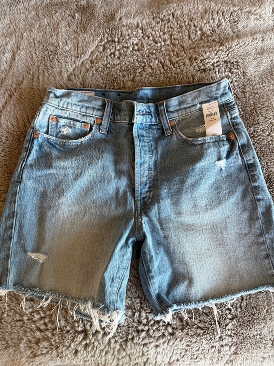 GAP Pants - GAP Light Blue Cheeky Midi High-Rise Denim Shorts